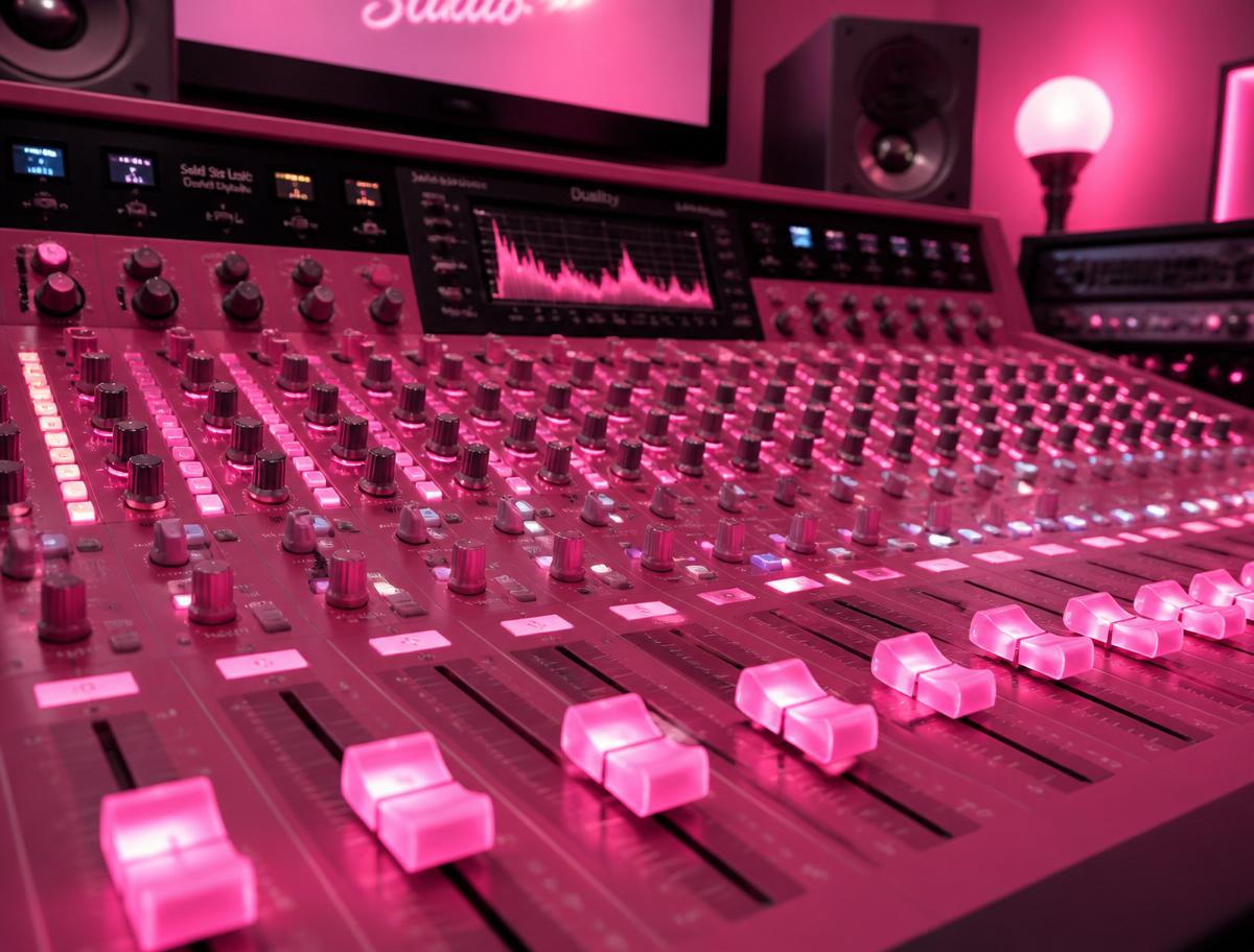 Pink mixing console
